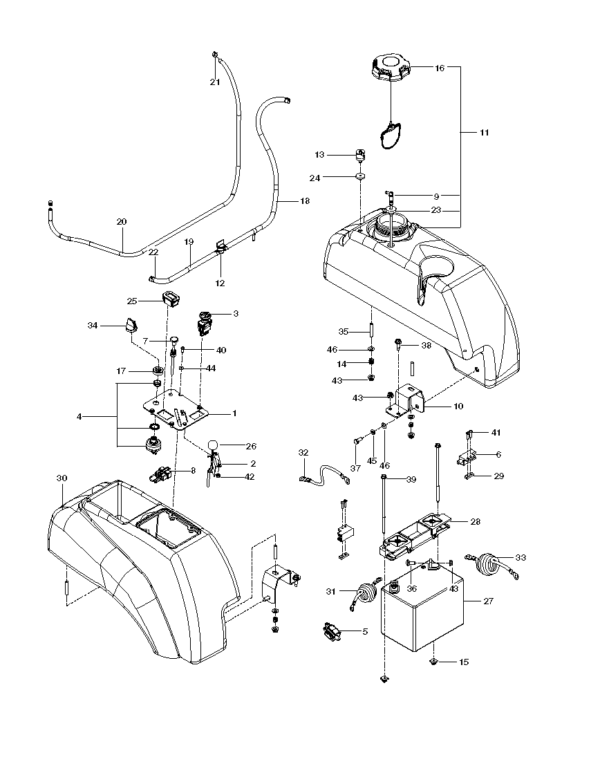 Ignition System Diagram and Parts List for MZ6128BF 966663702-00, 2014-09 Husqvarna Lawn Tractor