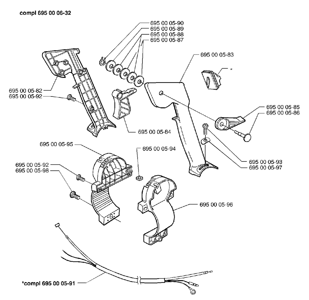 Throttle Assembly Diagram and Parts List for 155BT 1998-10 Husqvarna Leaf Blower / Vacuum