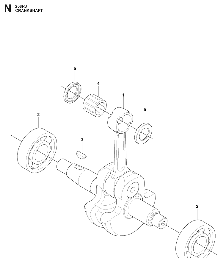 Crankshaft Diagram and Parts List for 253RJ 20091400001-20113200000 Husqvarna Brush Cutter