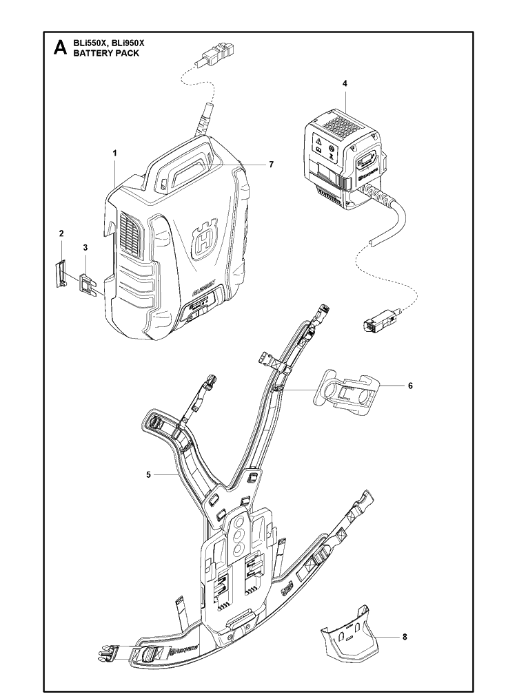 Battery Pack Diagram and Parts List for BLI950X 2018-06 Husqvarna Lawn Tractor Accessories