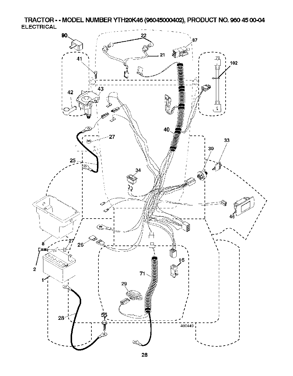 Electrical Diagram and Parts List for YTH20K4696045000402 2007-07 Husqvarna Lawn Tractor