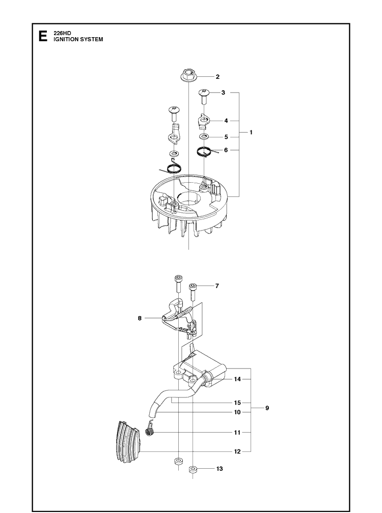 Ignition System Diagram and Parts List for 226HD60S (967279804)(20171000001-Current) Husqvarna Hedge Trimmer
