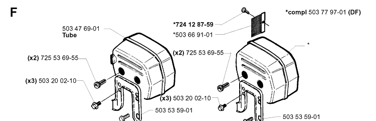 Muffler Diagram and Parts List for 268K 1999-09 Husqvarna Lawn Tractor Accessories