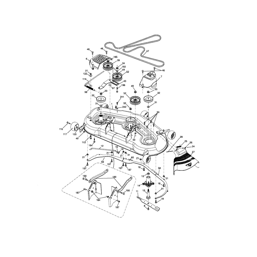 Mower Deck Diagram and Parts List for YTS4500  Husqvarna Lawn Tractor