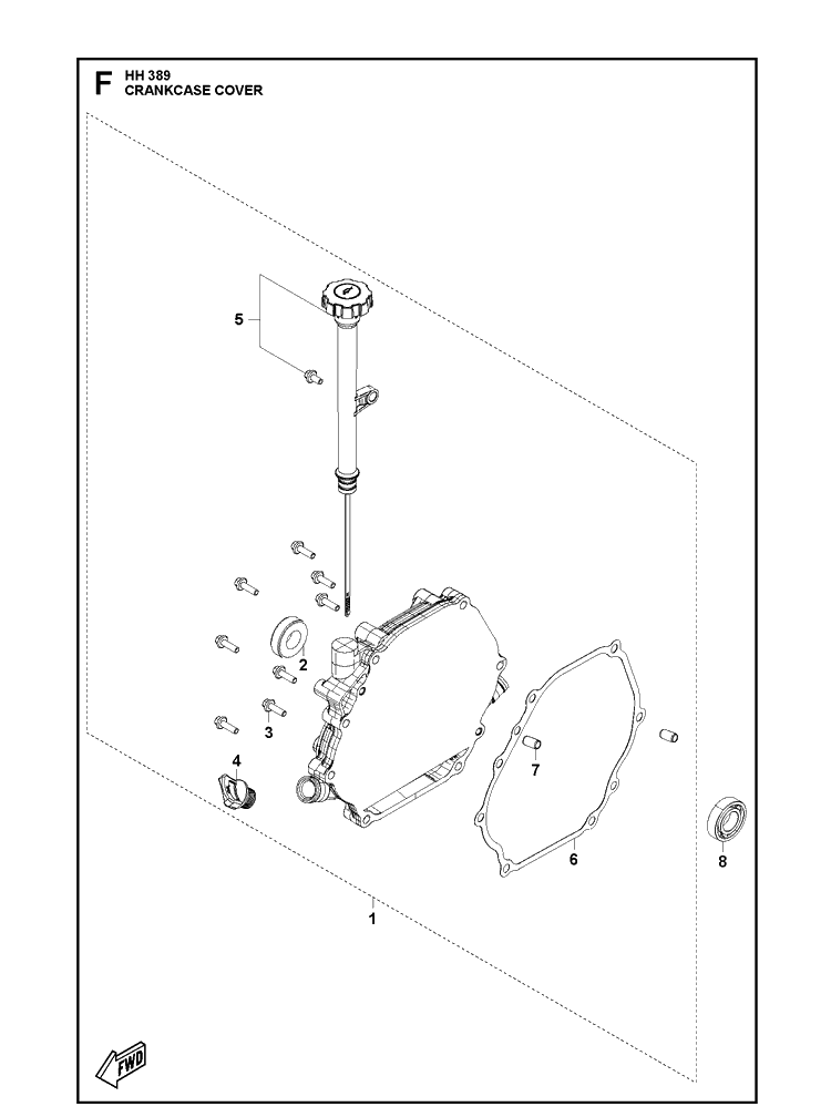 Crankcase Cover Diagram and Parts List for 598609901 2021-07 Husqvarna Engine