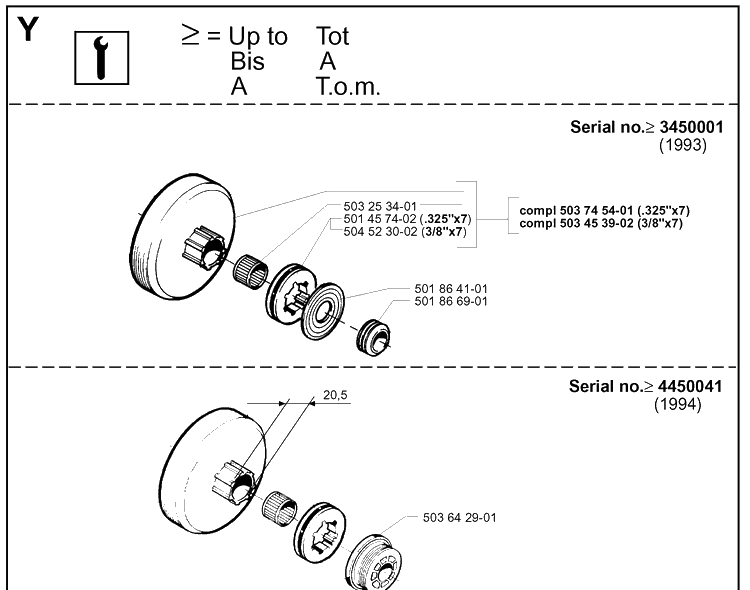 Service Updates Diagram and Parts List for 262XP 19992300001-Current Husqvarna Chainsaw