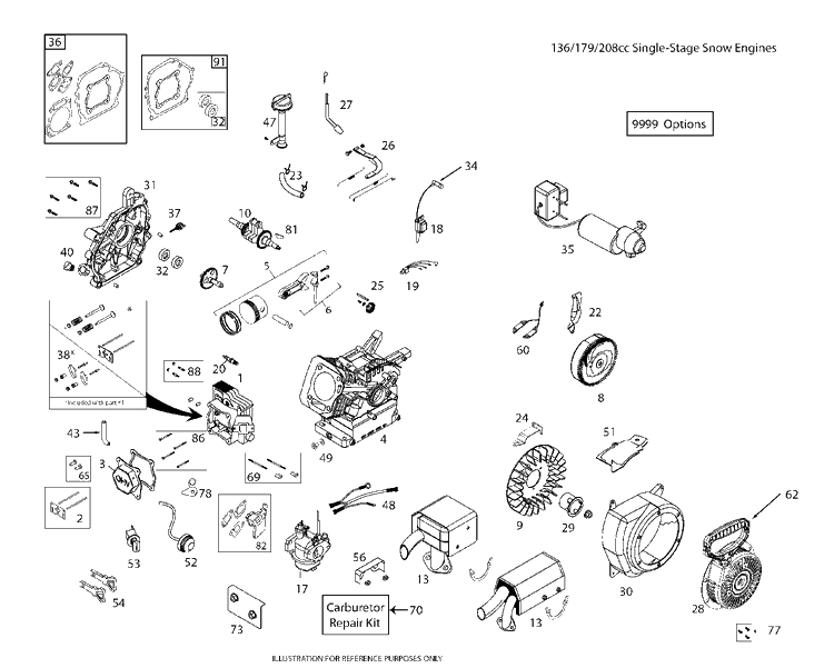 Engine 2 Diagram and Parts List for ST111 (96183000204)(2018-03) Husqvarna Snow Blower