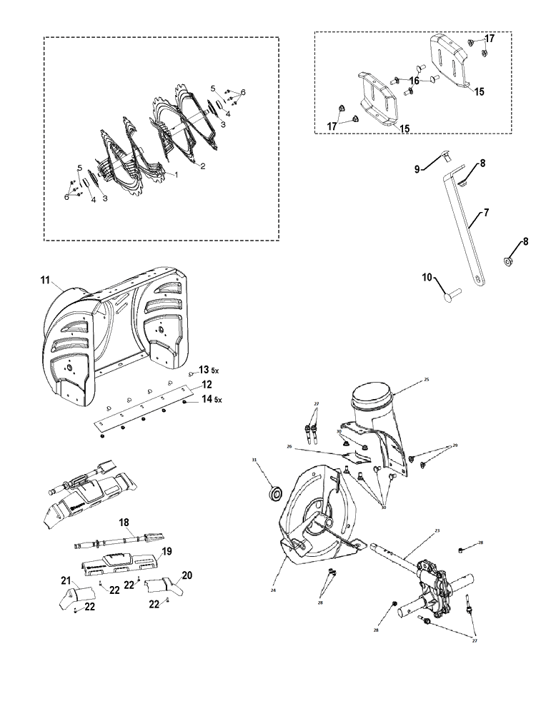 Auger Housing And Impeller Diagram and Parts List for ST324  Husqvarna Snow Blower