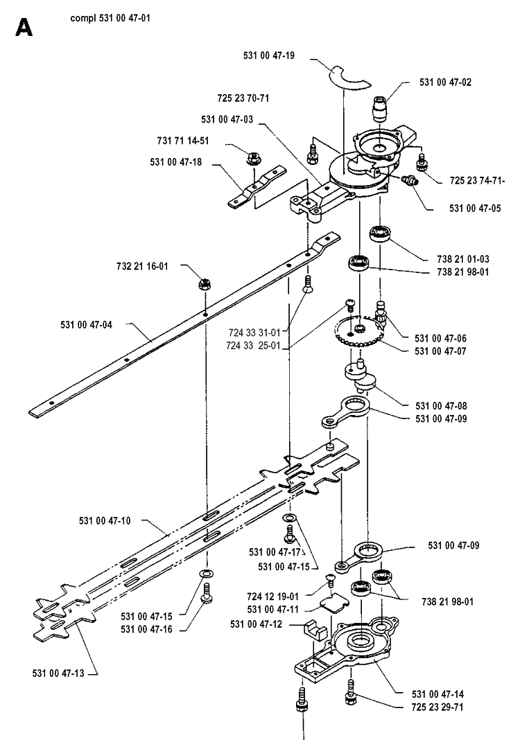 Gear Housing Diagram and Parts List for 125LD 19931800001-20061000000 Husqvarna Edger