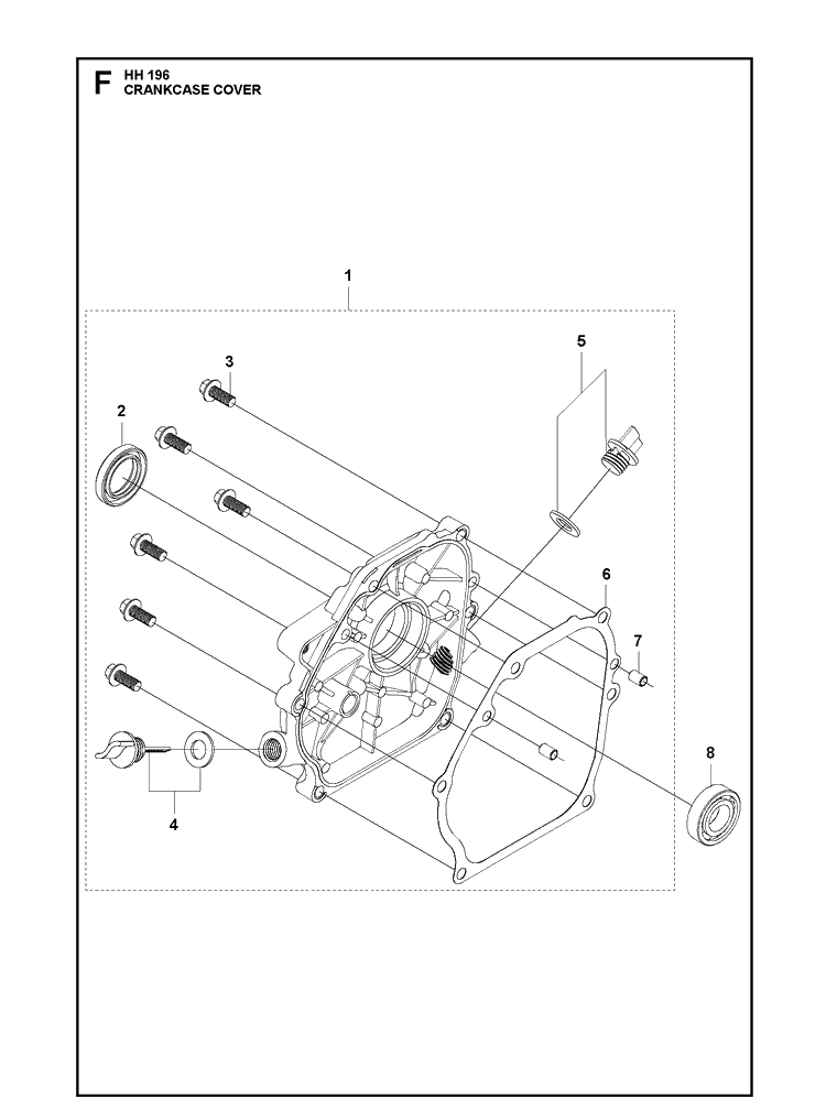 Crankcase Cover Diagram and Parts List for 587981302 587981304 Husqvarna Engine