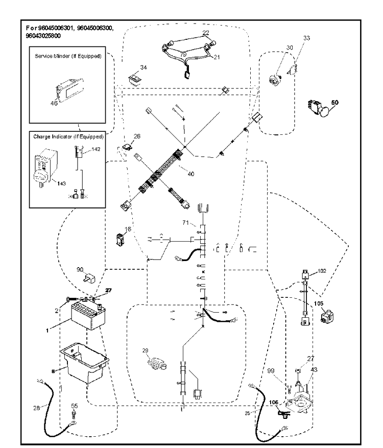 Electrical 2 Diagram and Parts List for YTH24V48  Husqvarna Lawn Tractor
