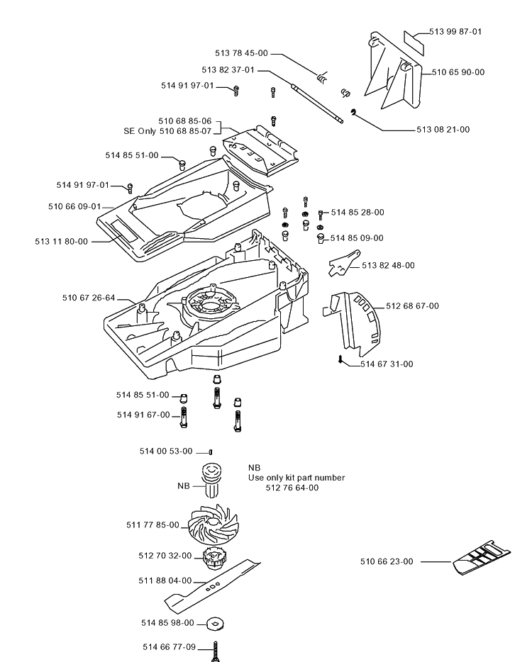 Frame 3 Diagram and Parts List for R43  Husqvarna Lawn Mower