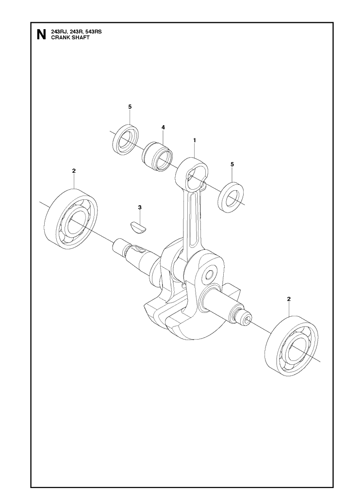 Crankshaft Diagram and Parts List for 543RS 20113200001-20121000000 Husqvarna Brush Cutter