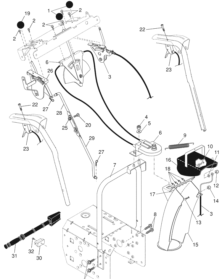 Control Panel / Discharge Chute Diagram and Parts List for 1130SBE (96193001704)(2007-12) Husqvarna Snow Blower