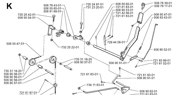 Controls Diagram and Parts List for RIDER850HST 1997-03 Husqvarna Lawn Mower