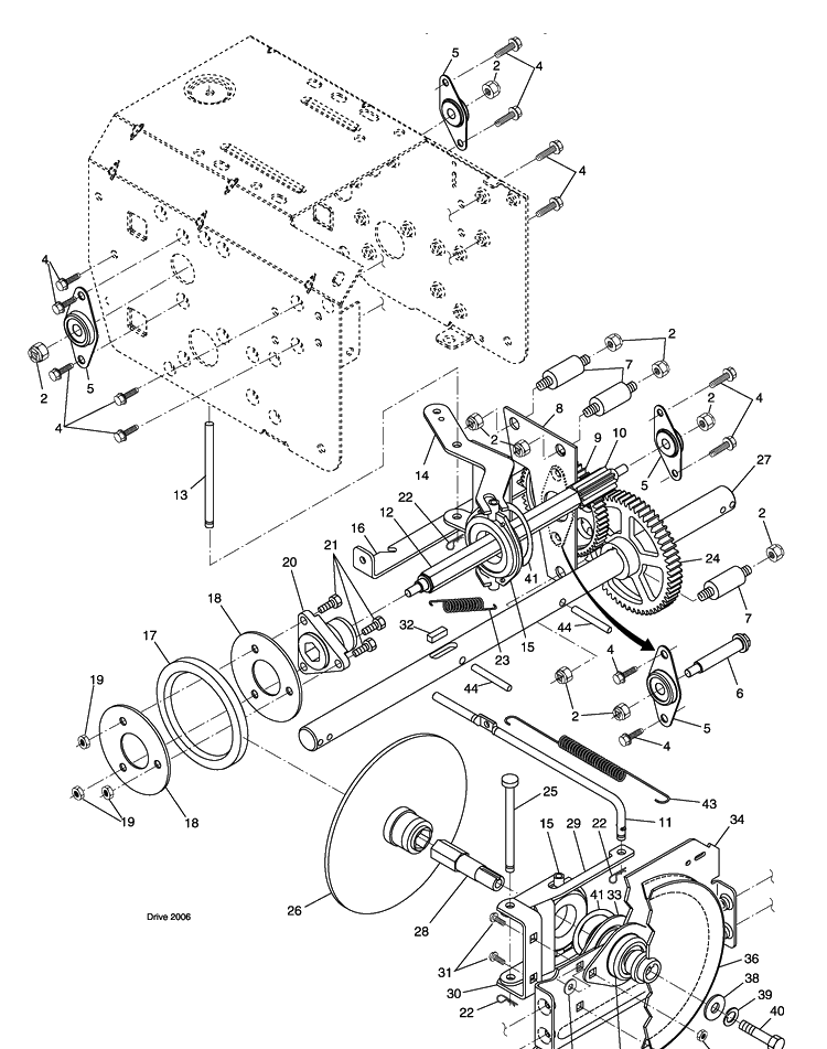 Drive Diagram and Parts List for 10527SBE (96193001605)(2008-01) Husqvarna Snow Blower