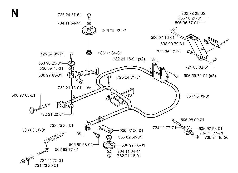 Frame Diagram and Parts List for RIDER11BIOCLIP (953519901)(2004-01) Husqvarna Lawn Tractor
