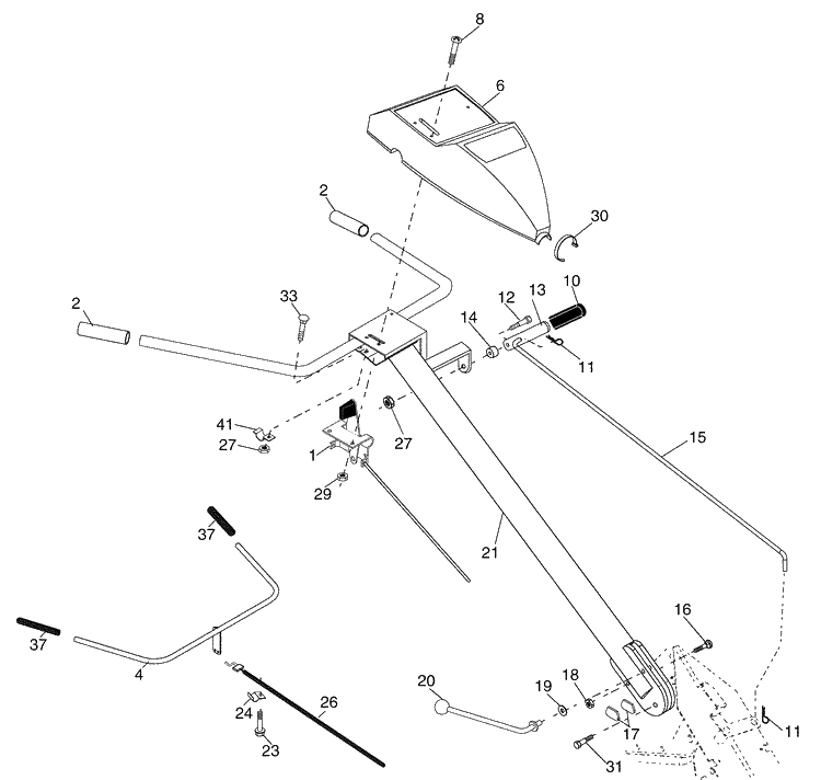 Handle Assembly Diagram and Parts List for 650RTT (96093000203)(2008-09) Husqvarna Tiller