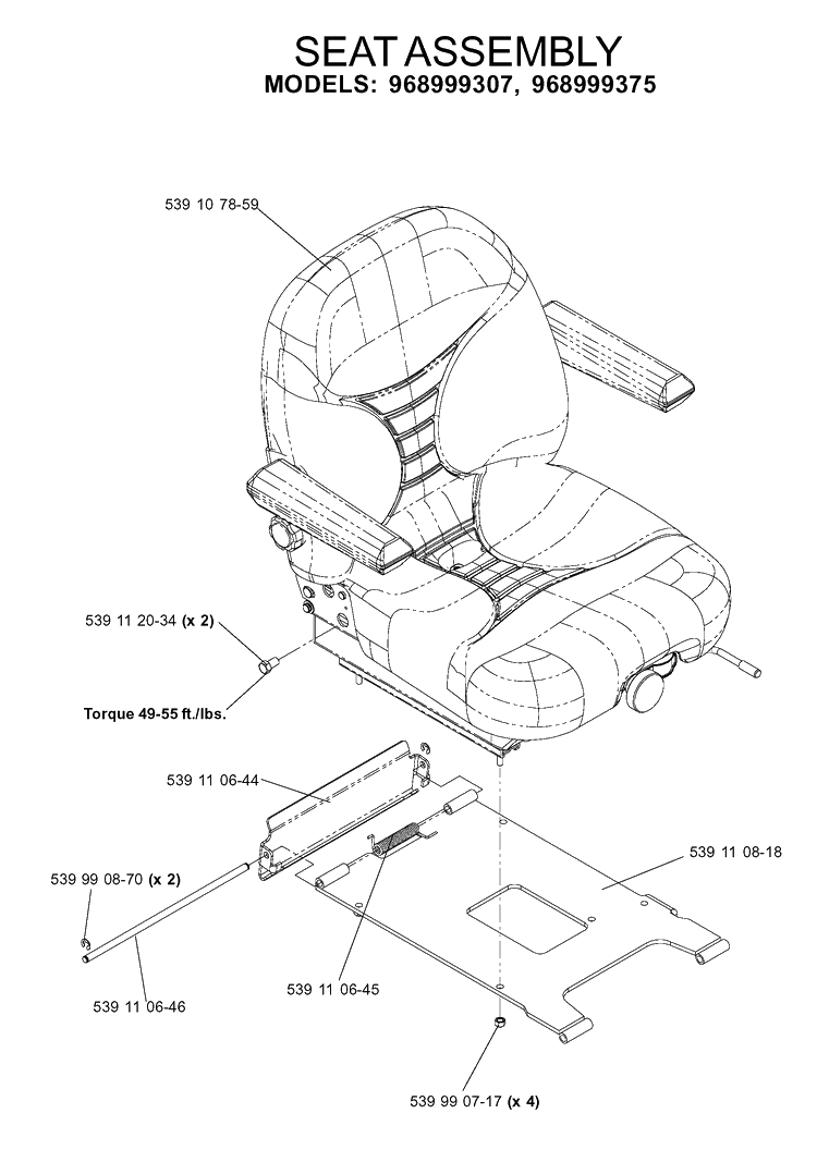 Seat 2 Diagram and Parts List for IZ5223 (968999258)(2005-12) Husqvarna Lawn Mower