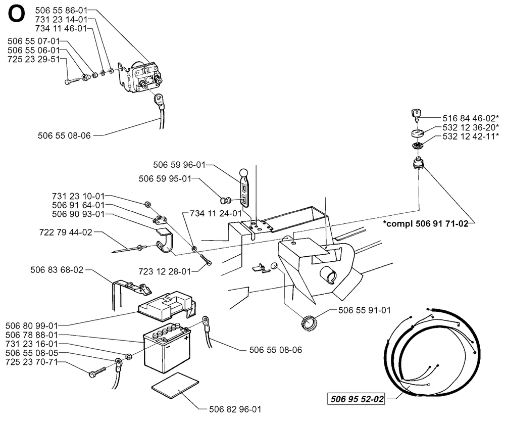 Electrical Diagram and Parts List for R850HST 1998-03 Husqvarna Lawn Tractor