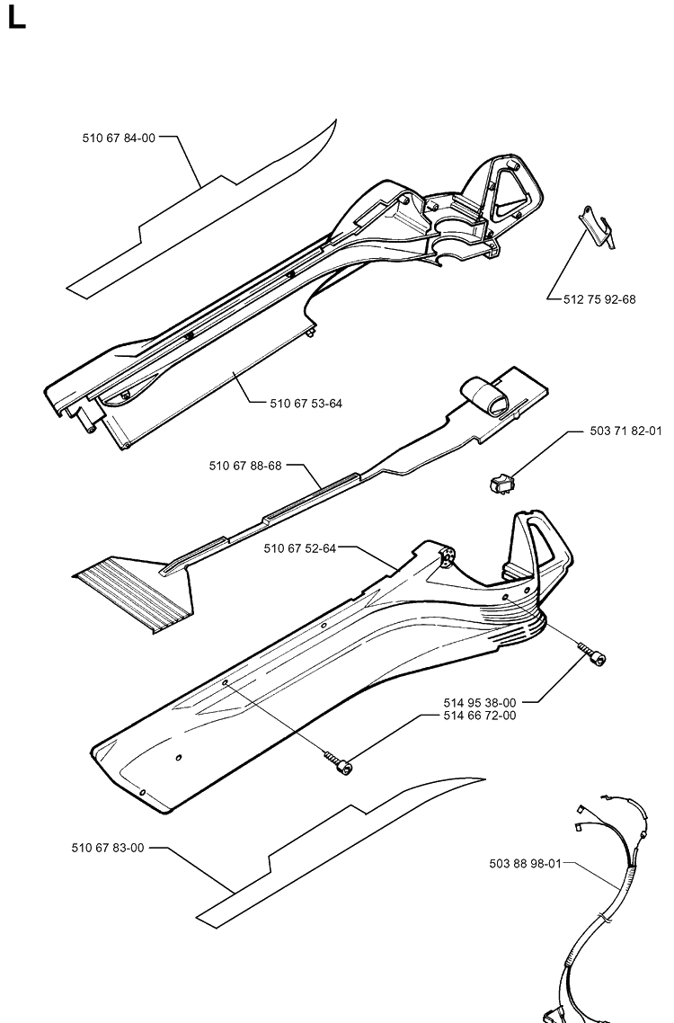 Tube Diagram and Parts List for 225BV 19963100001-19970500000 Husqvarna Leaf Blower / Vacuum