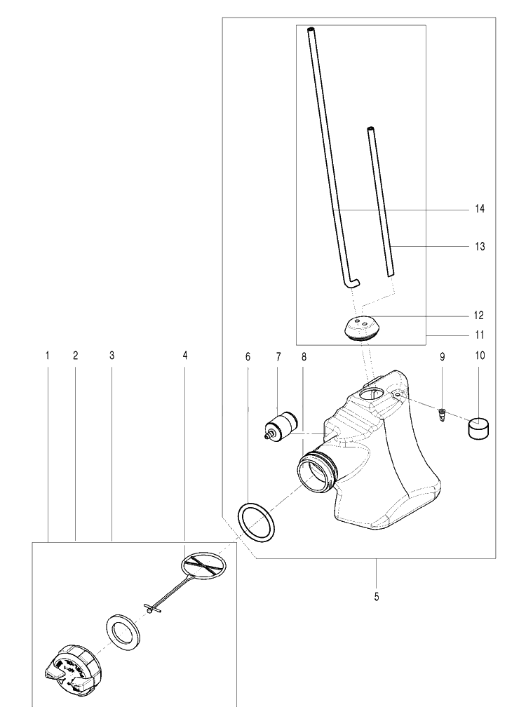 Fuel Tank Diagram and Parts List for 120 (967067902)(20162300001-Current) Husqvarna Chainsaw