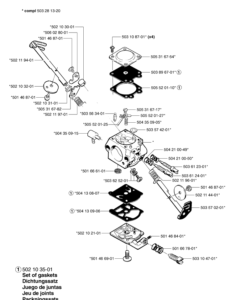 Carburetor Wt 99 Diagram and Parts List for 240 2002-08 Husqvarna Brush Cutter