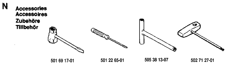 Accessories 2 Diagram and Parts List for 55 19914000001-19942300000 Husqvarna Chainsaw