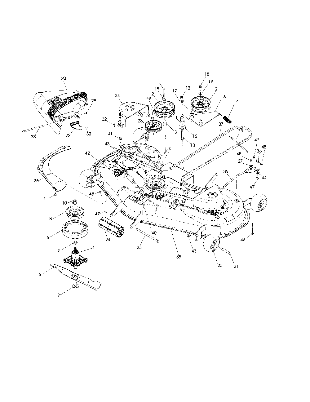 48" cutting deck Diagram and Parts List for 968999685  Husqvarna Lawn Mower