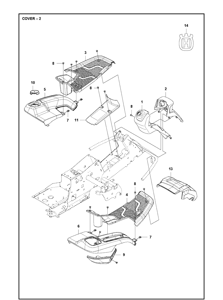 Cover 2 Diagram and Parts List for R216TAWD 2021-11 Husqvarna Lawn Mower