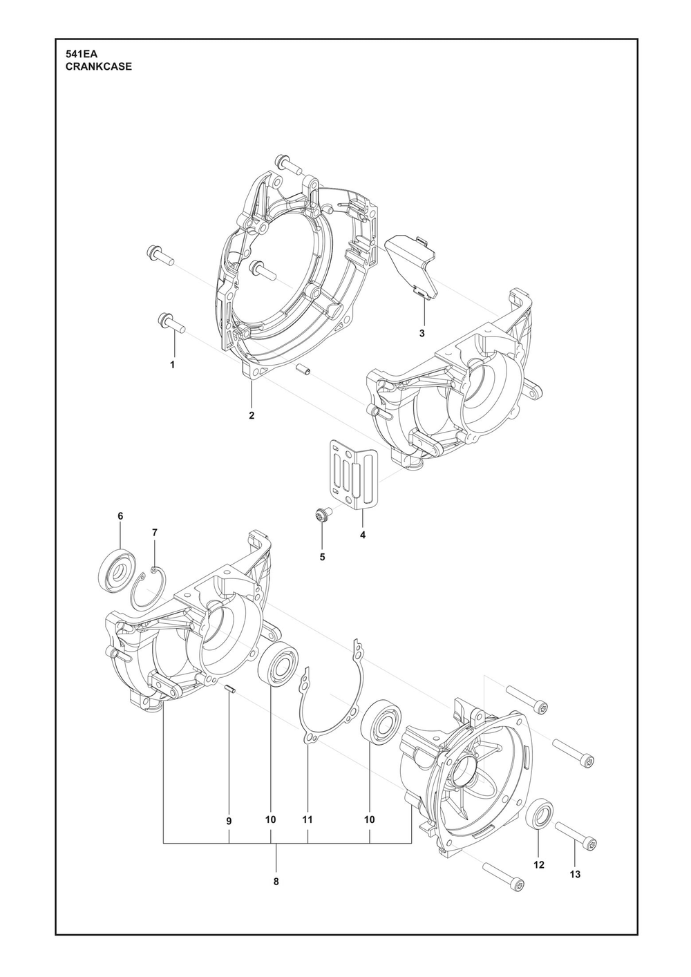 Crankcase Diagram and Parts List for 541EA  Husqvarna Auger