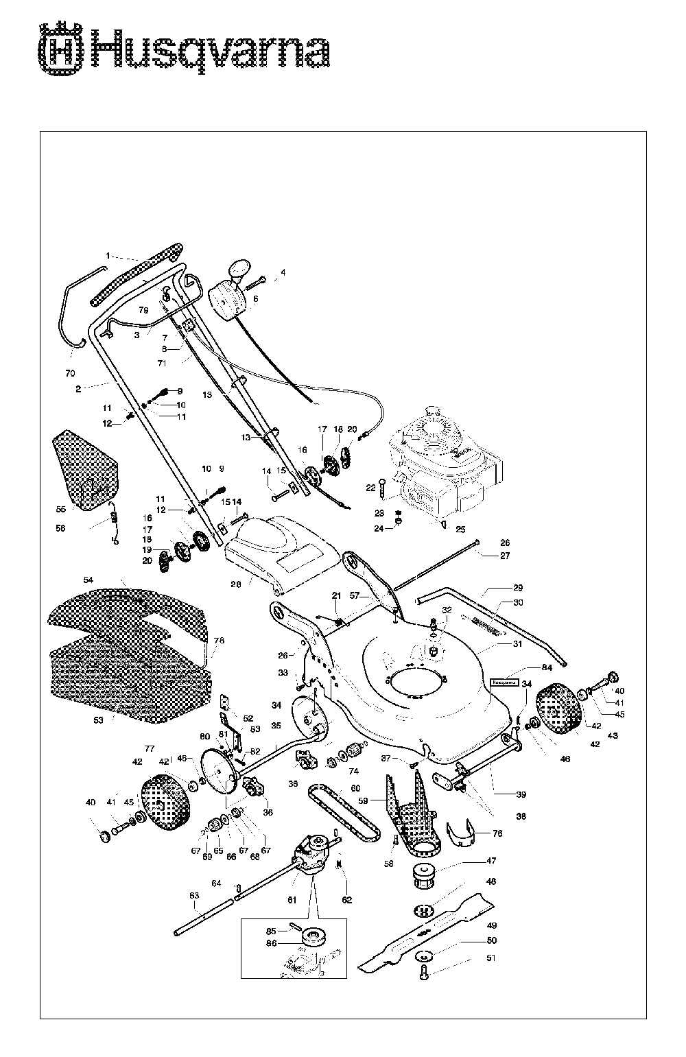 Product Complete Diagram and Parts List for R151SH (953876580)(2006-05) Husqvarna Lawn Mower