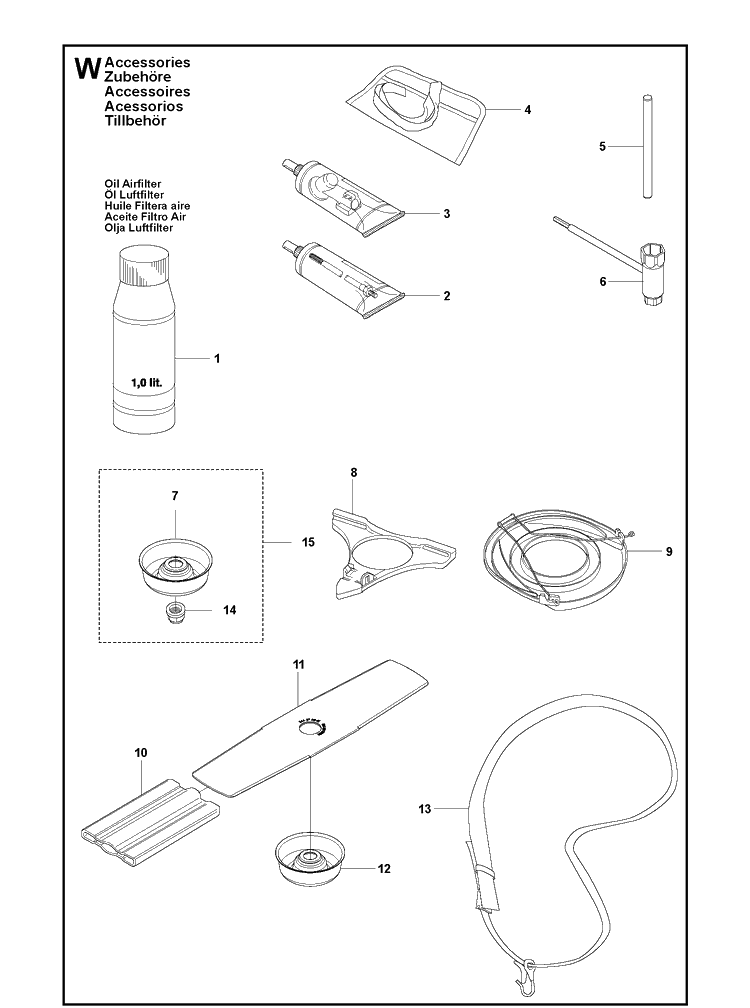 Accessories Diagram and Parts List for 241RJ  Husqvarna Brush Cutter