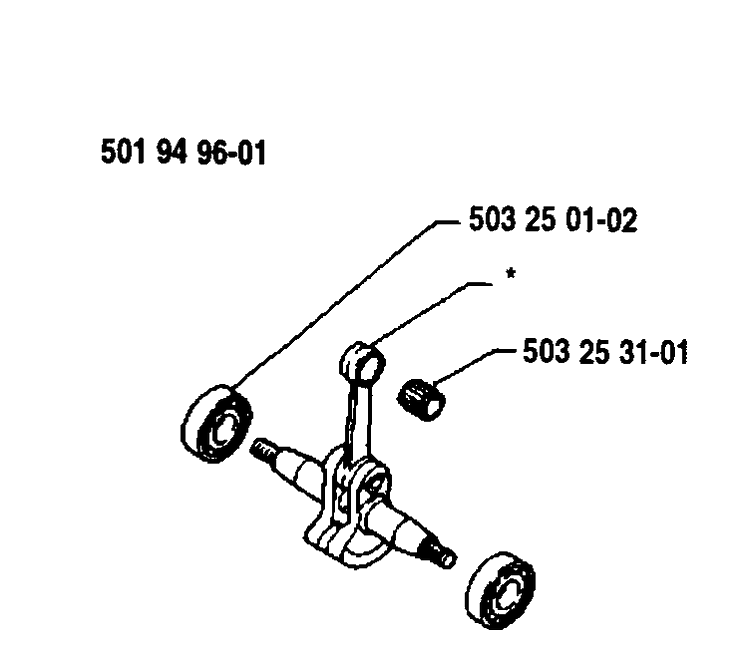 Crankshaft Diagram and Parts List for 25RD 1989-10 Husqvarna Brush Cutter