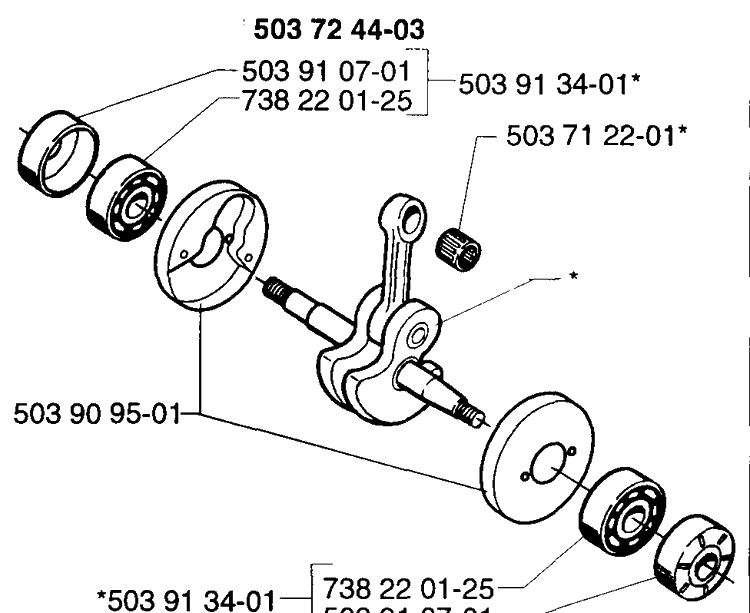 Crankshaft Diagram and Parts List for 225LD 1997-02 Husqvarna Brush Cutter