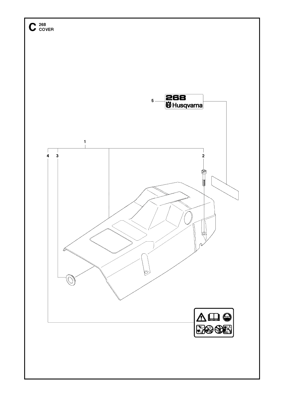 Cylinder Cover Diagram and Parts List for 268 20182200001 & Above Husqvarna Chainsaw