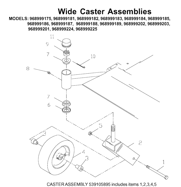 Casters 2 Diagram and Parts List for ZTH6123 (968999203)(2002-10) Husqvarna Lawn Mower