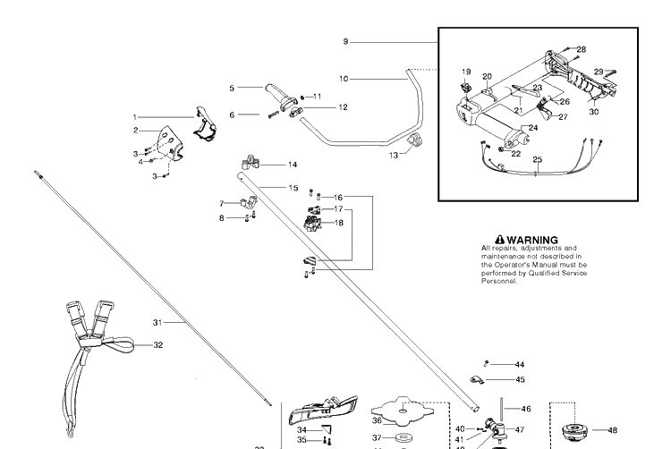 Shaft And Handle Diagram and Parts List for 128R 952715752 Husqvarna Brush Cutter