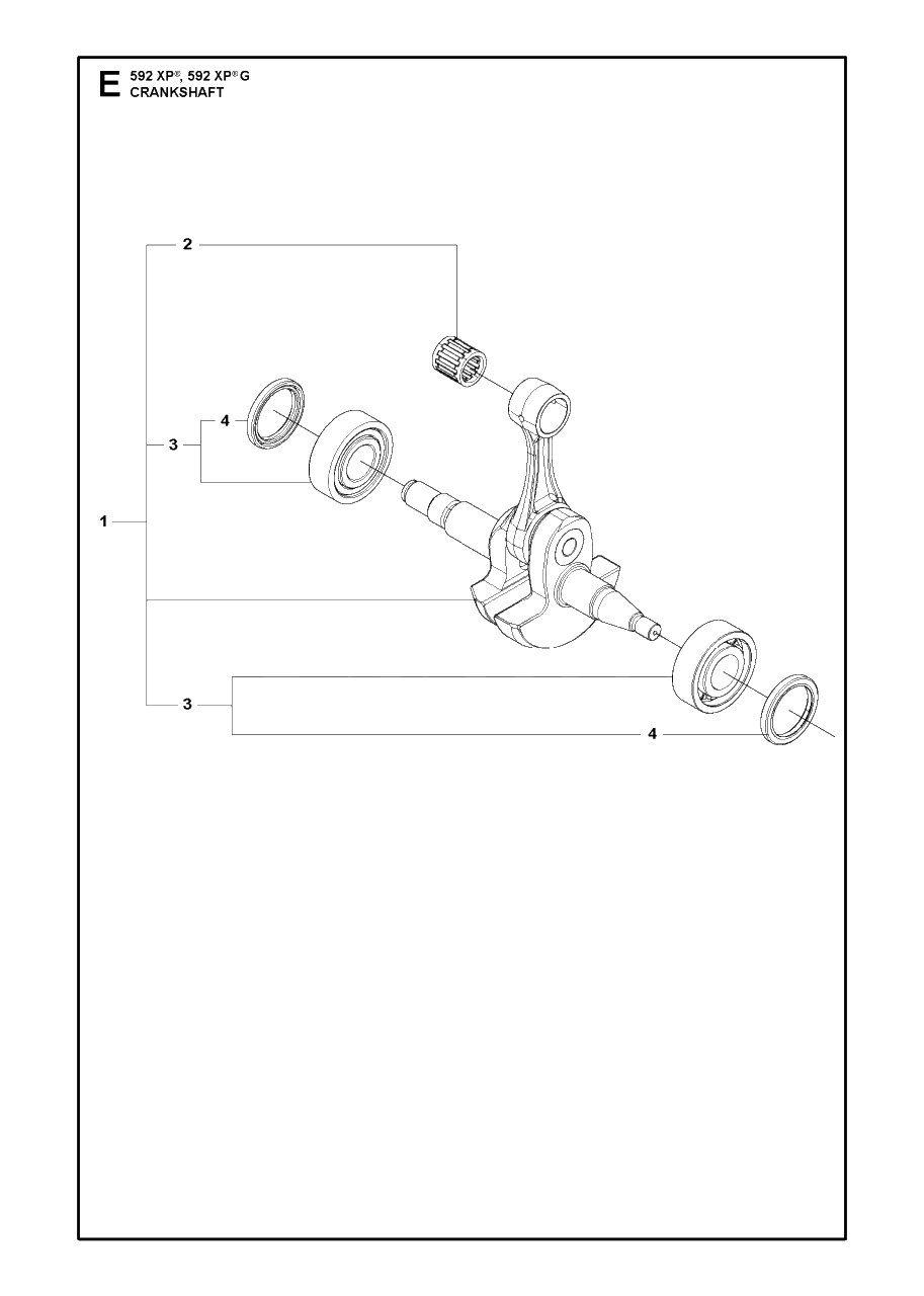 Crankshaft Diagram and Parts List for 592XP-XPG  Husqvarna Chainsaw