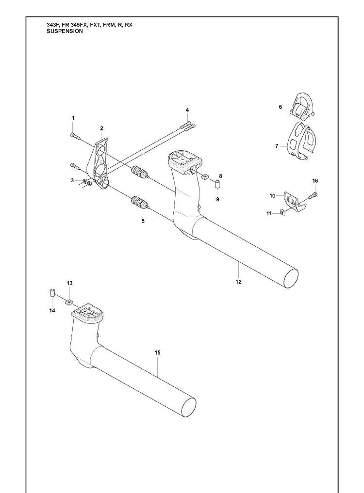 Suspension Diagram and Parts List for 345FR 2008-05 Husqvarna Brush Cutter