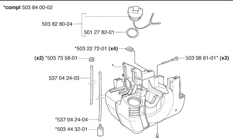 Crankcase Diagram and Parts List for 235FR 2009-06 Husqvarna Brush Cutter