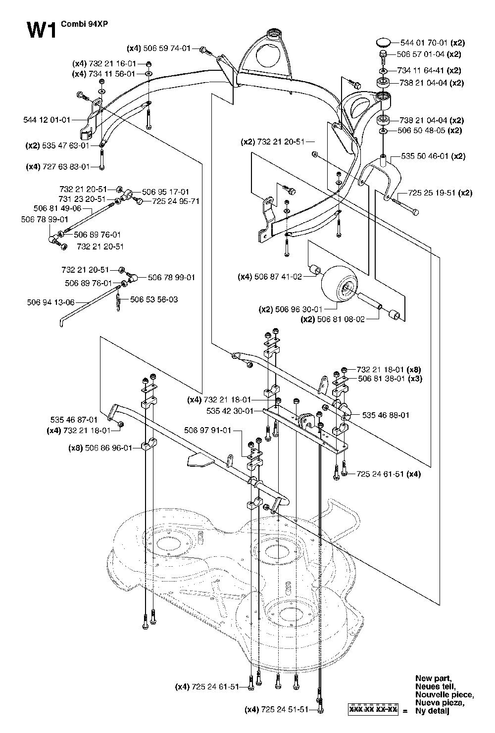 94cm Cutting Deck Diagram and Parts List for RIDERPRO18AWD (965095001)(2007-03) Husqvarna Lawn Tractor