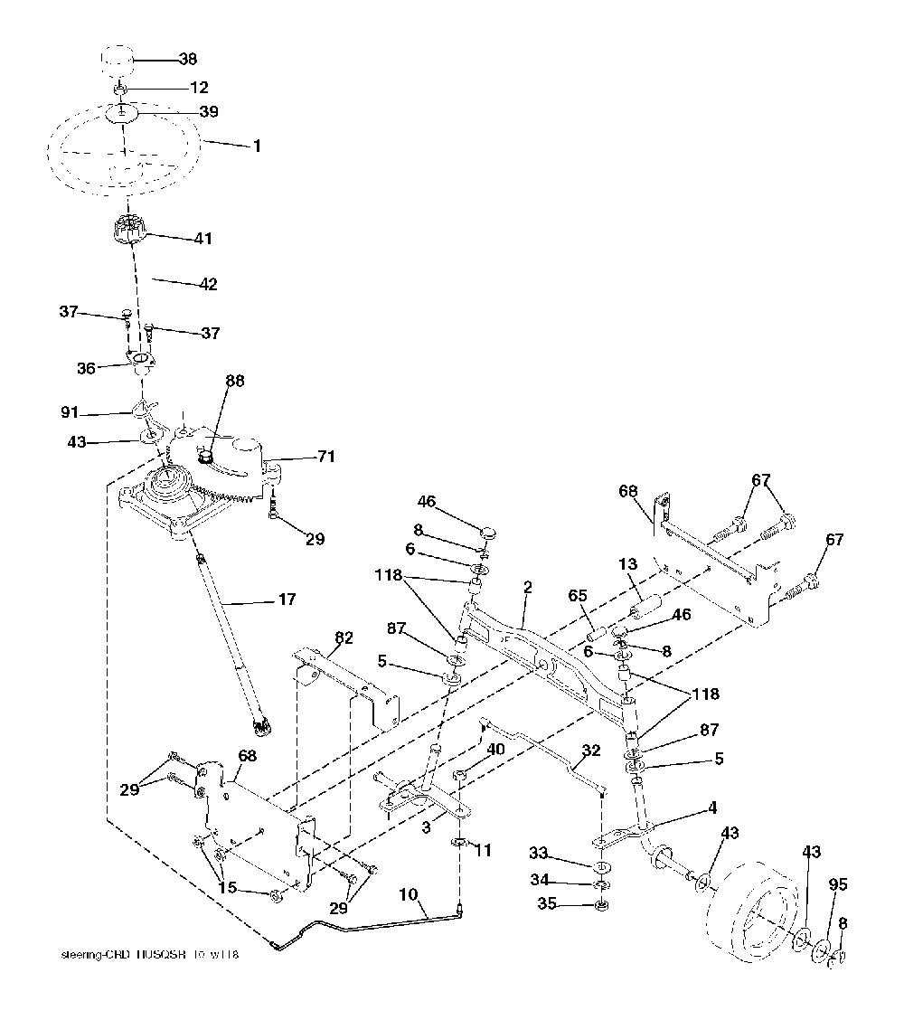 Steering Diagram and Parts List for CTH220TWIN (96061026500)(2010-01) Husqvarna Lawn Tractor