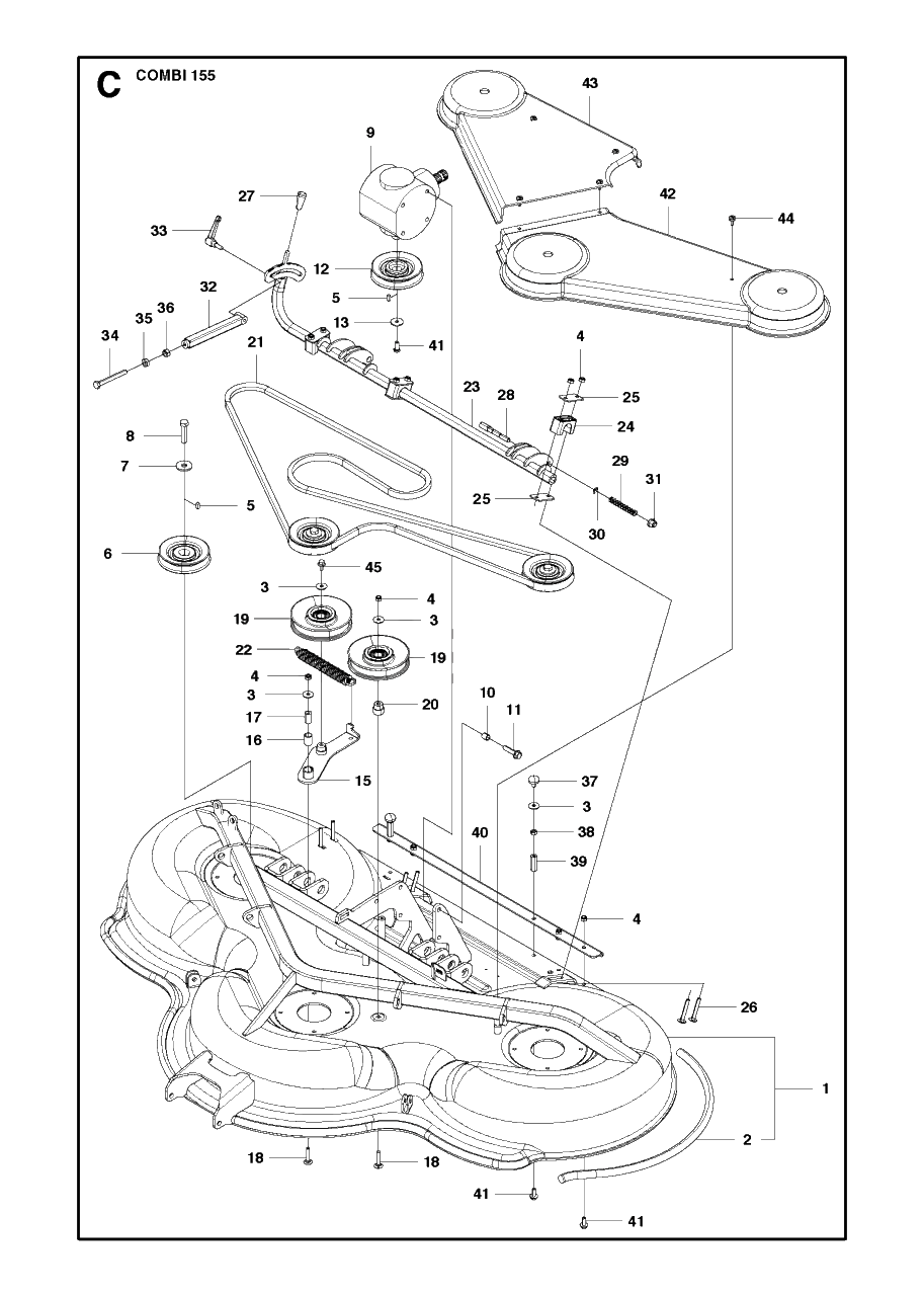 61-Inch/155cm Cutting Deck 3 Diagram and Parts List for P520D 20120100001 - 20143999999 Husqvarna Lawn Tractor