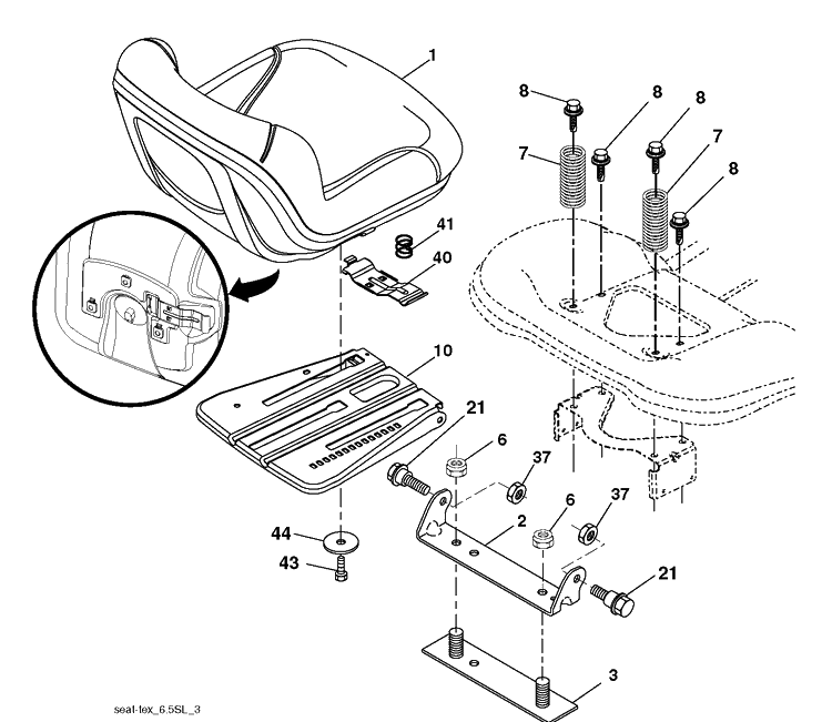 Seat Diagram and Parts List for CTH224TFI (96051011000)(2013-10) Husqvarna Lawn Tractor