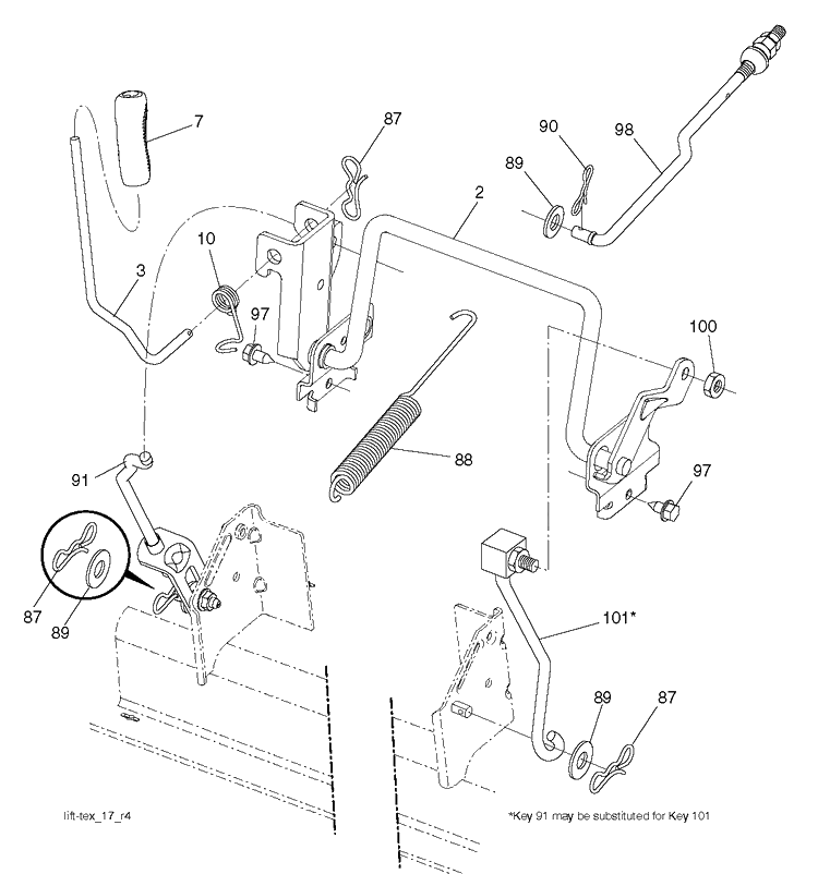 Mower Lift / Deck Lift Diagram and Parts List for CTH224T (96051009600)(2013-10) Husqvarna Lawn Tractor