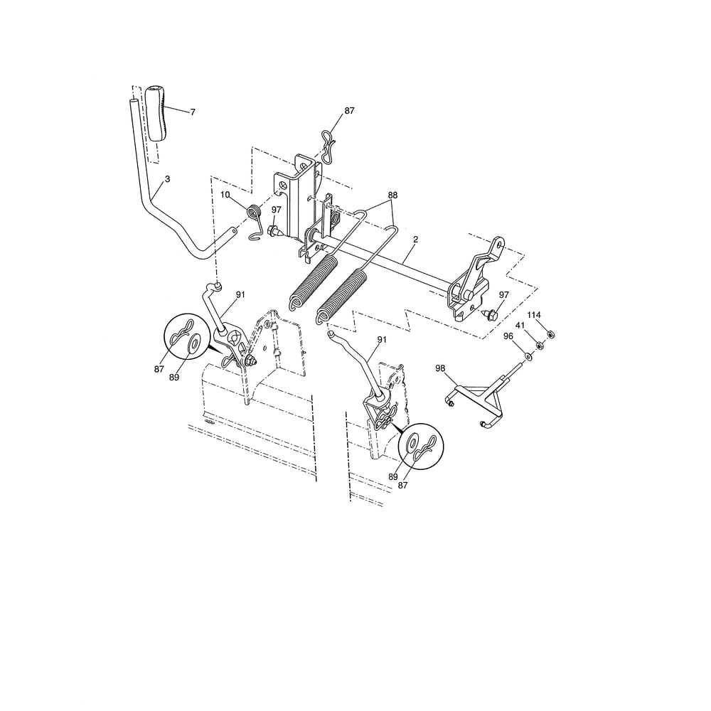 Mower Lift Diagram and Parts List for GT48XLSI 96043017700 Husqvarna Lawn Tractor