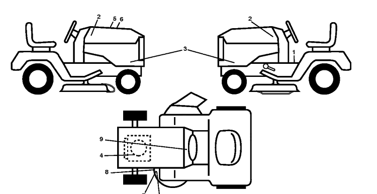 Decals Diagram and Parts List for YTH26V54 (96043011100)(2010-11) Husqvarna Lawn Tractor