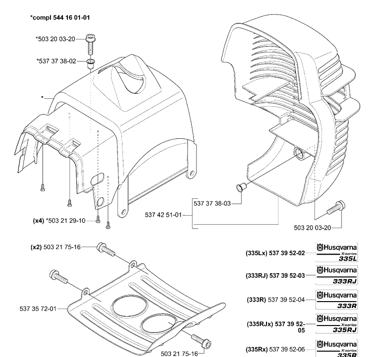 Covers Diagram and Parts List for 335RJX 2006-05 Husqvarna Trimmer