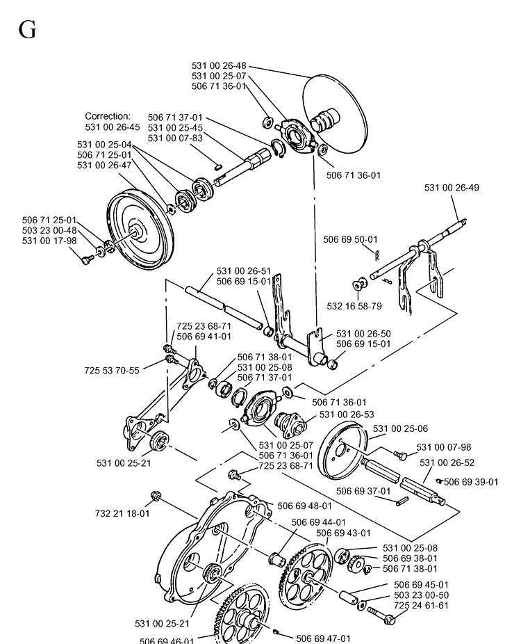 Transmission Diagram and Parts List for 10-30  Husqvarna Snow Blower